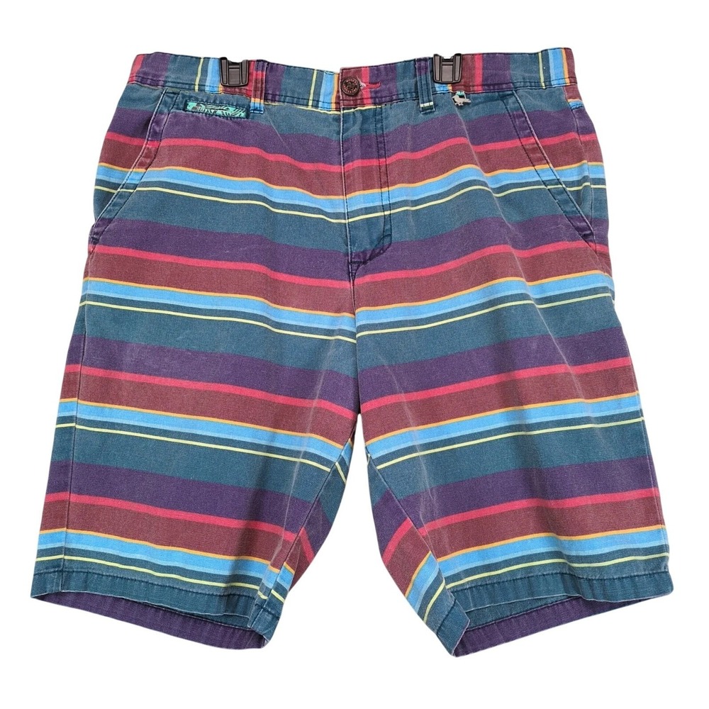 Modern Amusement Multi Striped Chino Shorts Mens 36x10" Cotton Surfer Skater Y2K